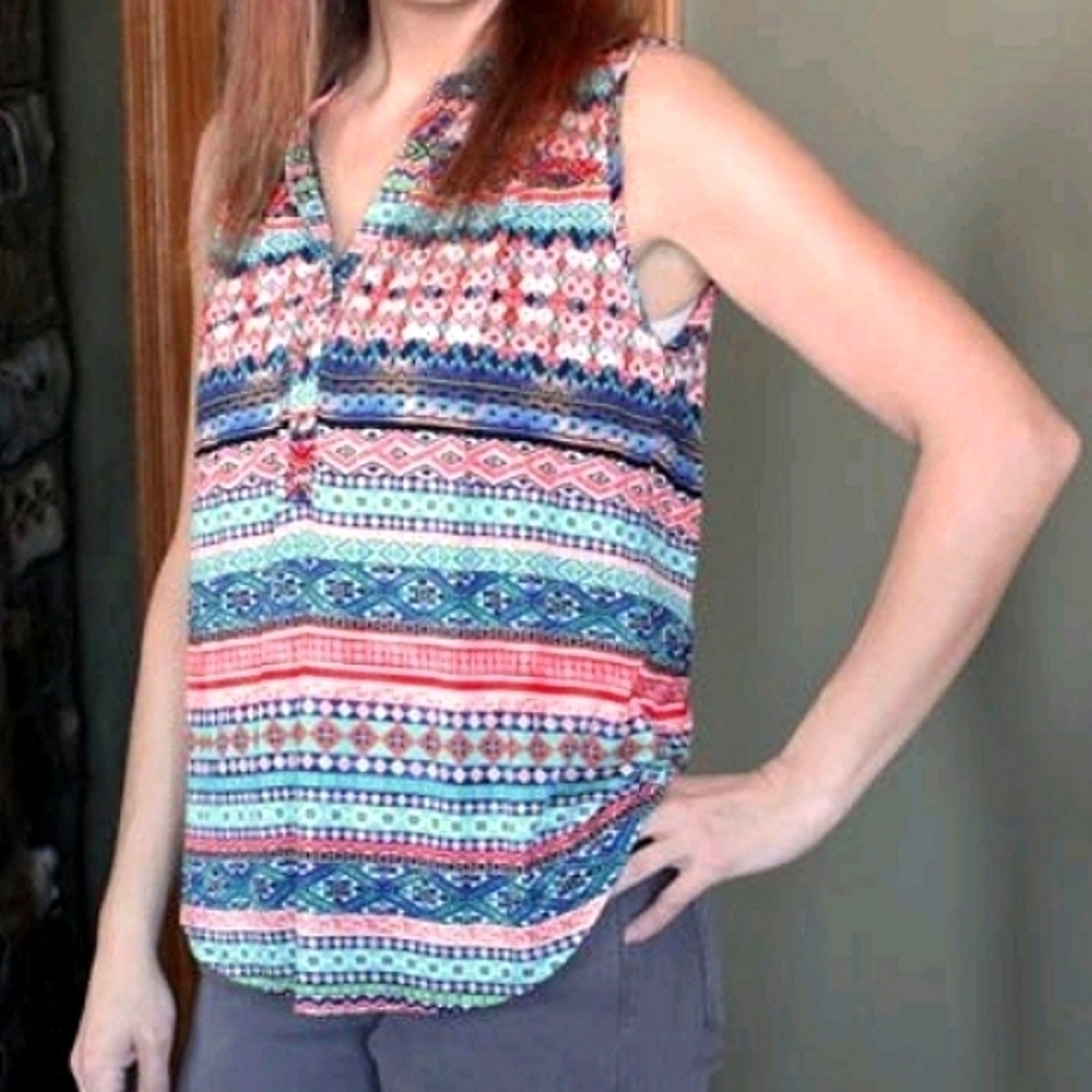 Papermoon Lexis knit top sleeveless graphic printed stitch fix M